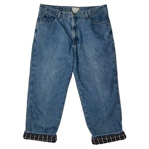 L.L. Bean Men's Relaxed Fit Plaid Fleece Lined Denim Jeans  40W x 29